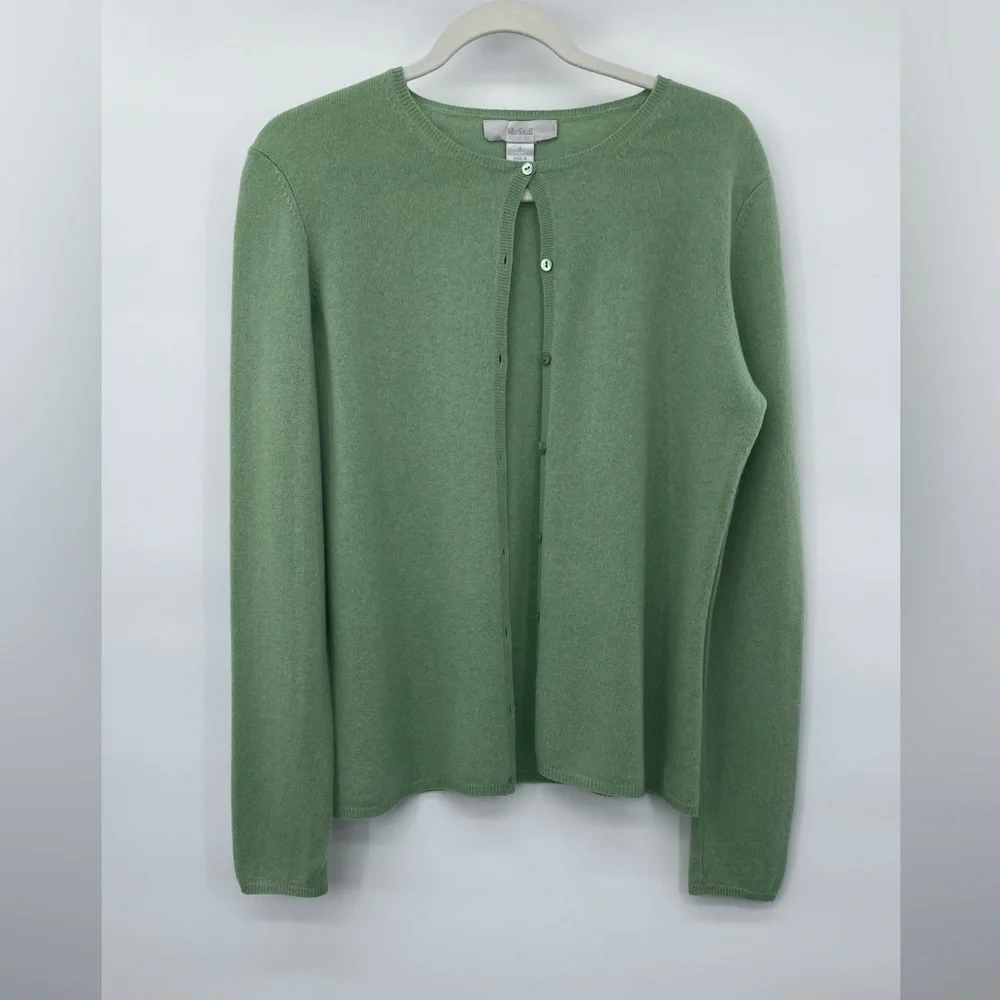 Mc Duff 100% Cashmere Light Green Cardigan Sweater size S_2